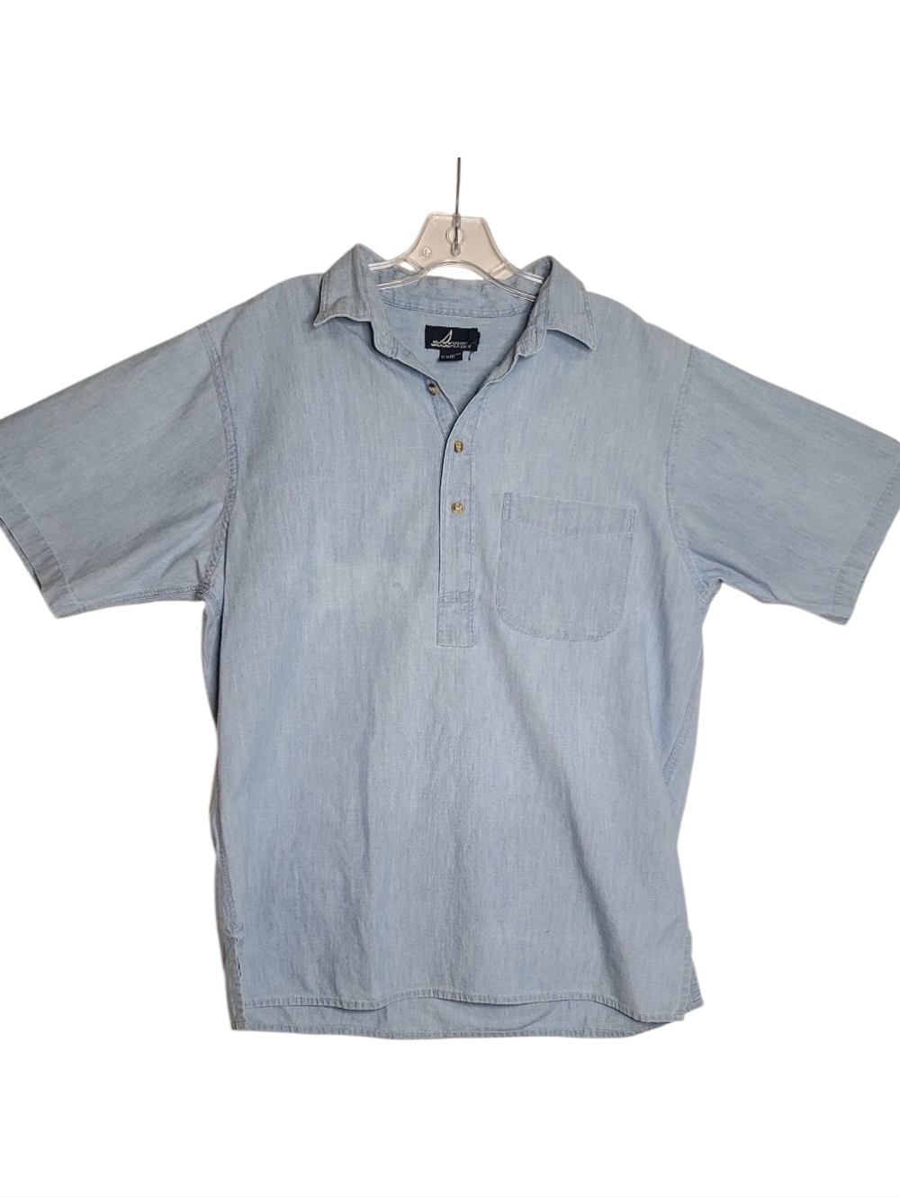 Vtg Sperry Top-Sider Blue Cotton Chambray Popover Shirt Men's M